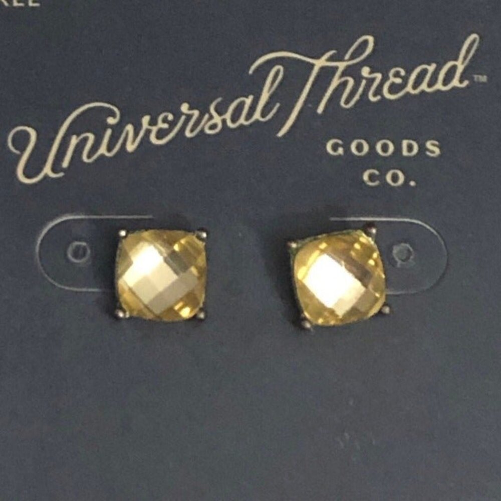 Universal Thread Pale Yellow Semi Precious Rhinestone Pierced Earrings NOC